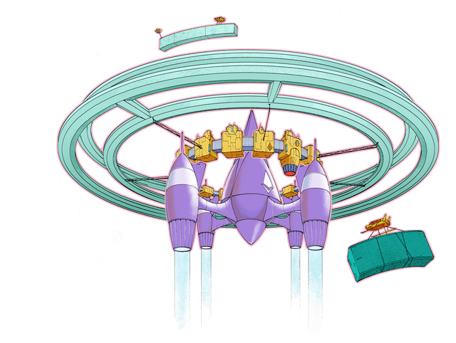 Ilustración dunha nave espacial que representa o aumento de potencia despois das melloras de Ethereum.